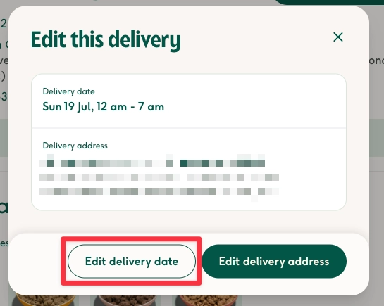 Screenshot showing the Edit delivery date option